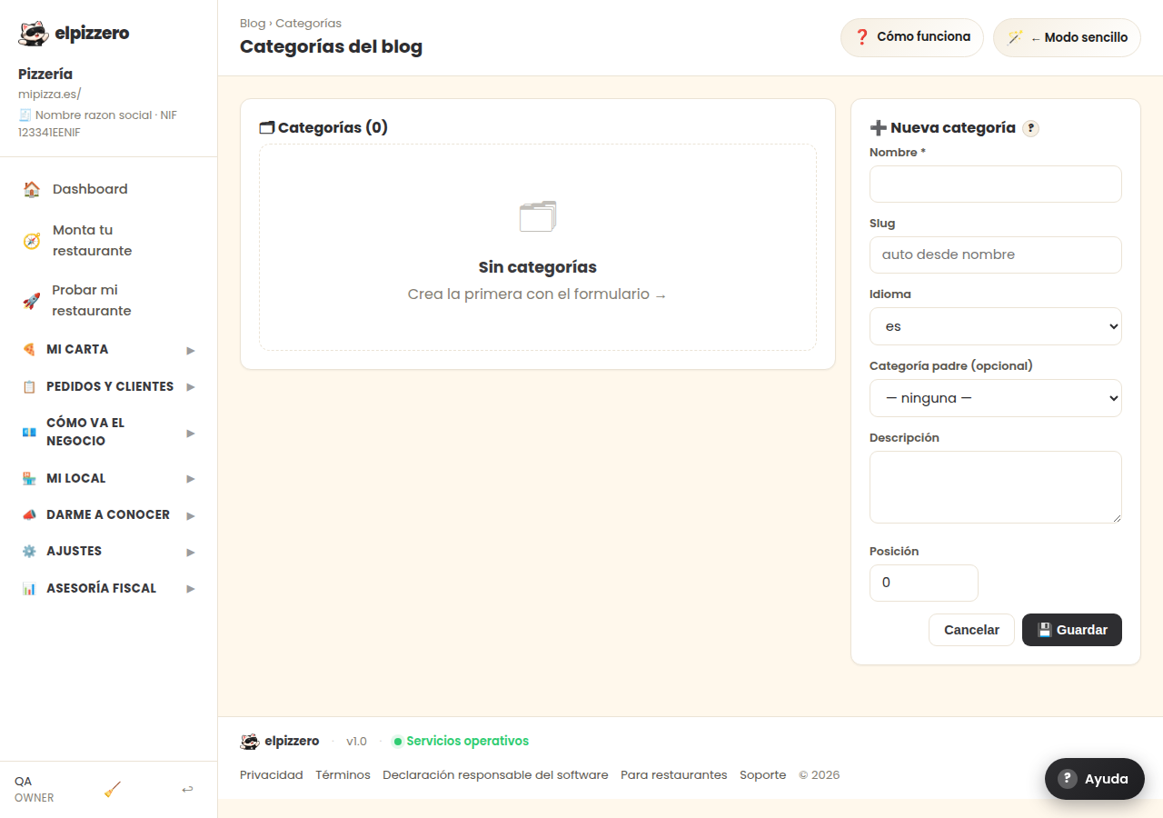 Categorías del blog