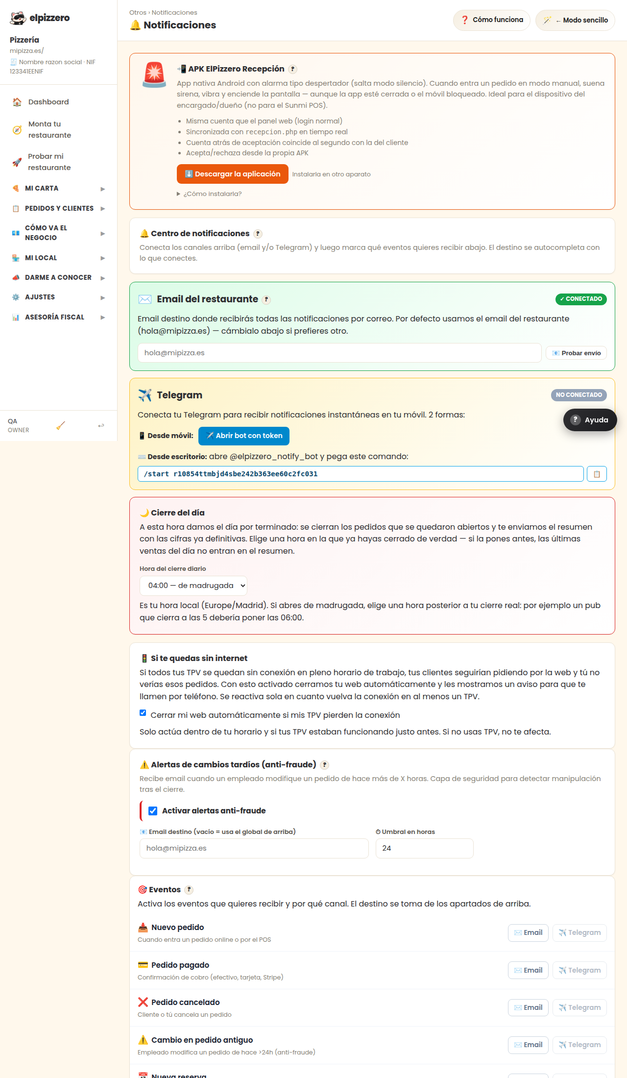 Notifications: where we notify you