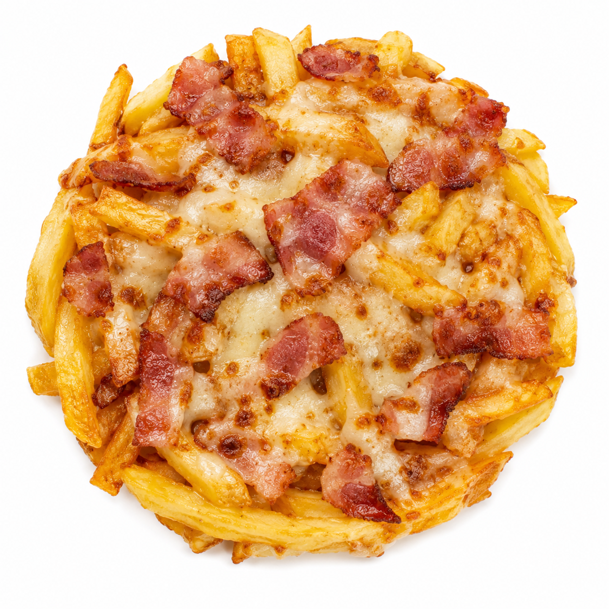 Patatas fritas con bacon y queso en Cox: la versión de Pizzería La Fontana Cox
